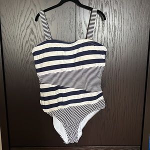 Anne Cole swimsuit blue/white flattering stripes removable straps plus sz 22W